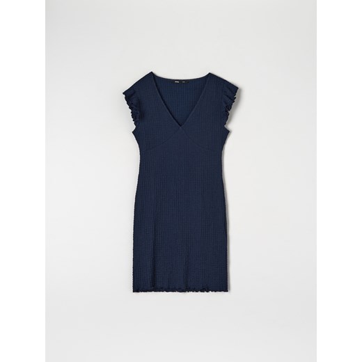 Sinsay - Sukienka mini z falbanami - Granatowy Sinsay M Sinsay