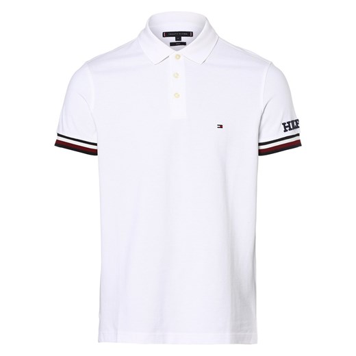 Tommy Hilfiger Męska koszulka polo Mężczyźni Bawełna biały jednolity ze sklepu vangraaf w kategorii T-shirty męskie - zdjęcie 159300067