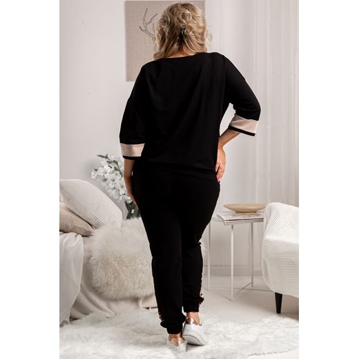 Komplet dresowy z wstawką z panterki KAJA czarny Karko wyprzedaż karko.pl