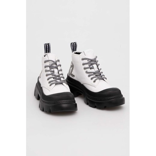 Karl Lagerfeld workery skórzane TREKKA MAX damskie kolor biały na platformie Karl Lagerfeld 40 ANSWEAR.com