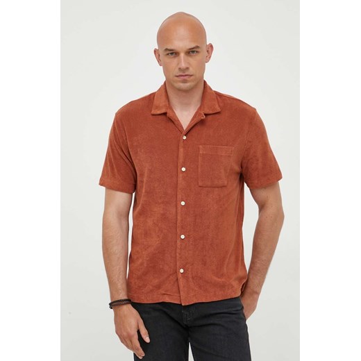 GAP koszula męska kolor brązowy regular ze sklepu ANSWEAR.com w kategorii Koszule męskie - zdjęcie 159313877