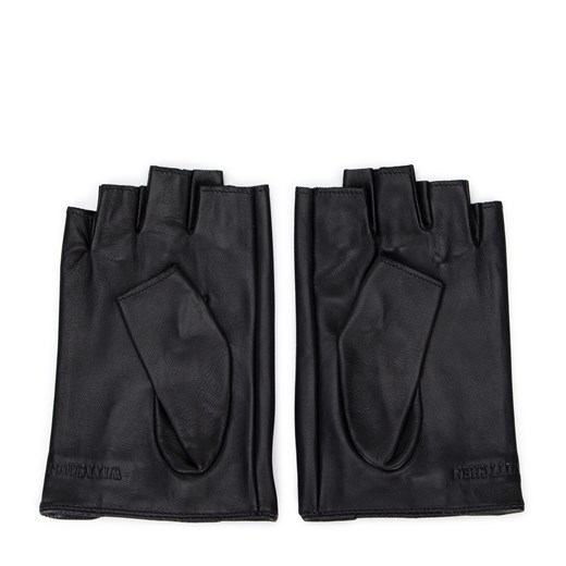 Damskie rękawiczki skórzane bez palców z ozdobnym paskiem czarno-czerwone ze sklepu WITTCHEN w kategorii Rękawiczki damskie - zdjęcie 159314016