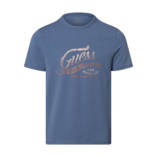 GUESS T-shirt męski Mężczyźni Bawełna niebieski nadruk ze sklepu vangraaf w kategorii T-shirty męskie - zdjęcie 159317995