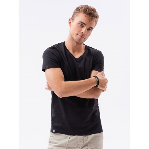 T-shirt męski bawełniany BASIC - czarny V1 S1369 XL ombre