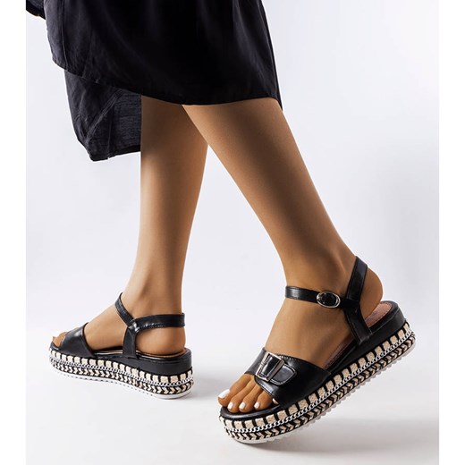Sandały damskie na platformie bez obcasa z klamrą eleganckie 