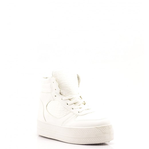 Białe Trampki White Leather Sneakers High born2be-pl bialy skóra