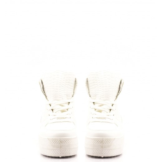 Białe Trampki White Leather Sneakers High born2be-pl bialy skóra ekologiczna