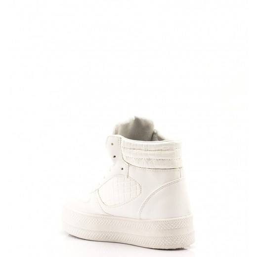 Białe Trampki White Leather Sneakers High born2be-pl bezowy Tenisówki damskie