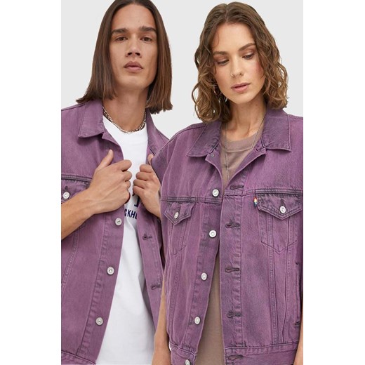 Levi&apos;s bezrękawnik jeansowy kolor fioletowy przejściowy M ANSWEAR.com