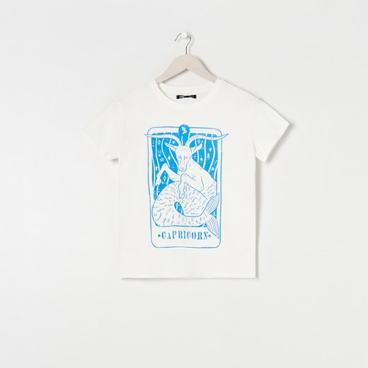 Sinsay - Koszulka Koziorożec - Biały Sinsay XXS wyprzedaż Sinsay