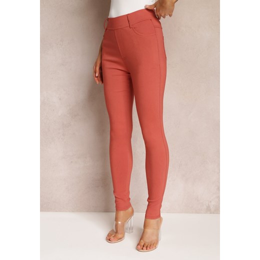 Pomarańczowe Spodnie Skinny z Talią High Waist Malga ze sklepu Renee odzież w kategorii Spodnie damskie - zdjęcie 159331625