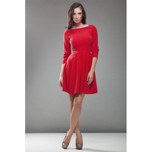 Sukienka AUDREY z rękawem 3/4 - czerwony - S19 