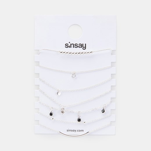 Sinsay - Bransoletki 7 pack - Srebrny Sinsay Jeden rozmiar Sinsay okazyjna cena