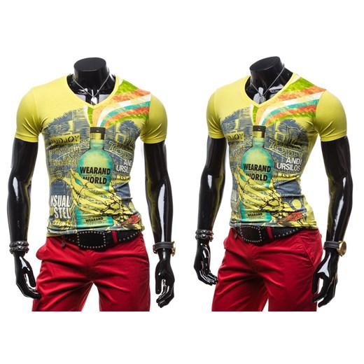 T-shirt męski TMK 1301 żółty - ŻÓŁTY denley-pl czerwony T-shirty męskie z krótkim rękawem