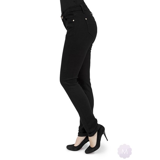 Czarne damskie spodnie jeansowe lekko zwężane z wysokim stanem (BBS S404) mercerie-pl czarny damskie