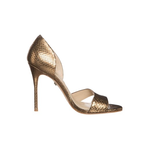 Buffalo Szpilki Peep Toe snake metalic bronze zalando brazowy skóra