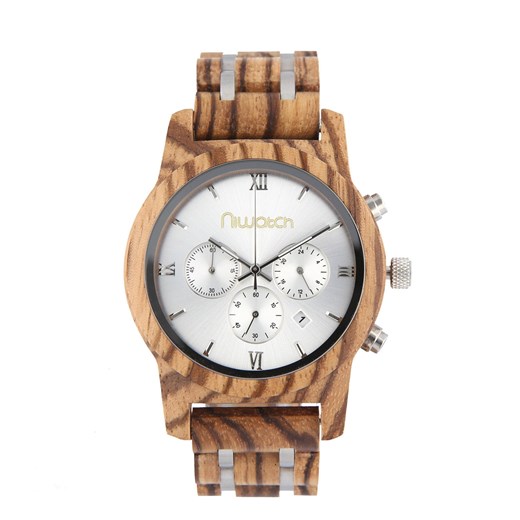 Męski zegarek drewniany Niwatch CHRONO - ZEBRAWOOD Niwatch okazyjna cena niwatch.pl