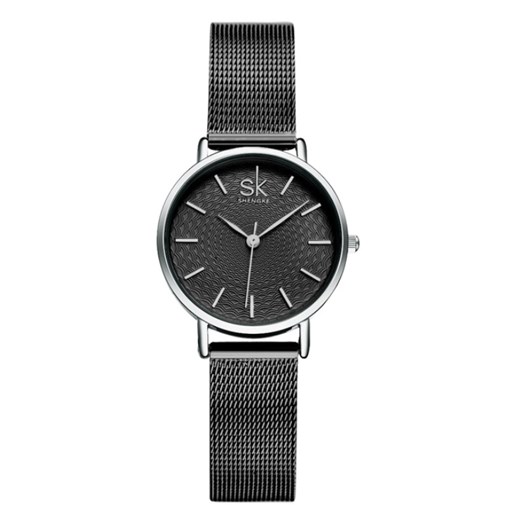 Zegarek SK na bransolecie mesh - czarno-srebrny Shengke niwatch.pl wyprzedaż