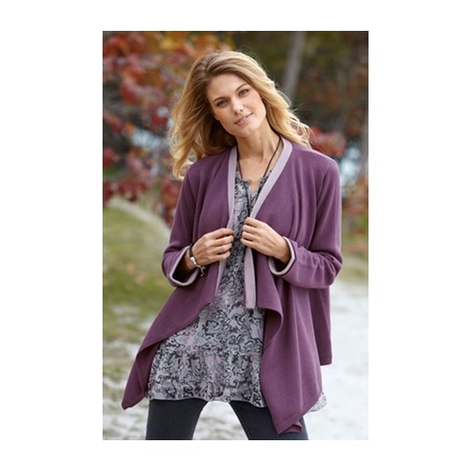 Sweter śliwkowy/przyćmiony fiolet halens-pl fioletowy asymetryczne