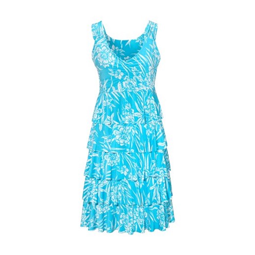 Sukienka turkusowy/biały halens-pl niebieski falbanki