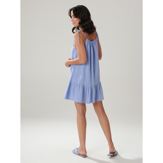 Sinsay - Sukienka mini z wiązaniem - Niebieski Sinsay M okazyjna cena Sinsay