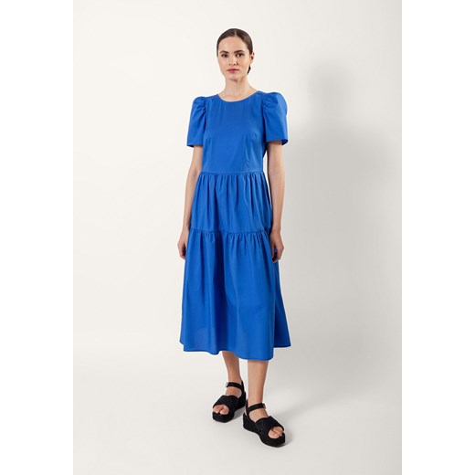Niebieska popelinowa sukienka z falbaniastym dołem ze sklepu Molton w kategorii Sukienki - zdjęcie 160036728