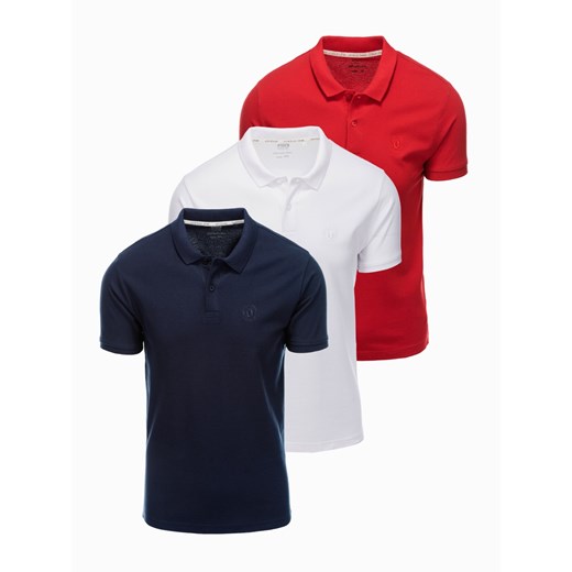 Zestaw koszulek męskich polo z dzianiny pique 3-pak - mix V1 Z28 ze sklepu ombre w kategorii T-shirty męskie - zdjęcie 160043249