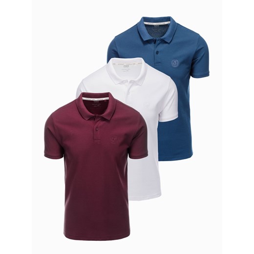 Zestaw koszulek męskich polo z dzianiny pique 3-pak - mix V2 Z28 ze sklepu ombre w kategorii T-shirty męskie - zdjęcie 160043286