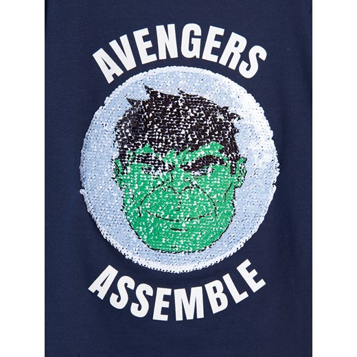 Sinsay - Koszulka z cekinami Avengers - Granatowy Sinsay 98 promocyjna cena Sinsay