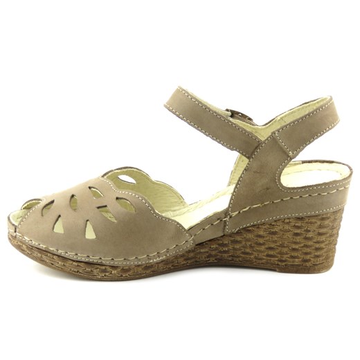 Wygodne sandały damskie w stylu pin-up - HELIOS Komfort 4023, beżowe ze sklepu ulubioneobuwie w kategorii Sandały damskie - zdjęcie 160046688