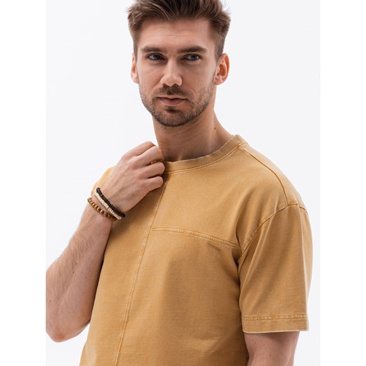 T-shirt męski bawełniany - musztardowy S1379 XXL ombre promocyjna cena