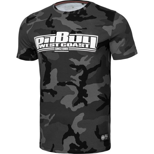 T-shirt męski Pitbull West Coast z krótkim rękawem czarny z elastanu młodzieżowy 