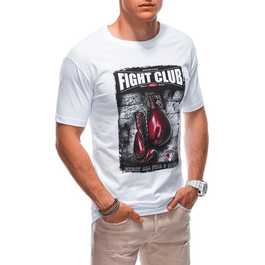 T-shirt męski z nadrukiem 1861S - biały ze sklepu Edoti w kategorii T-shirty męskie - zdjęcie 160051708