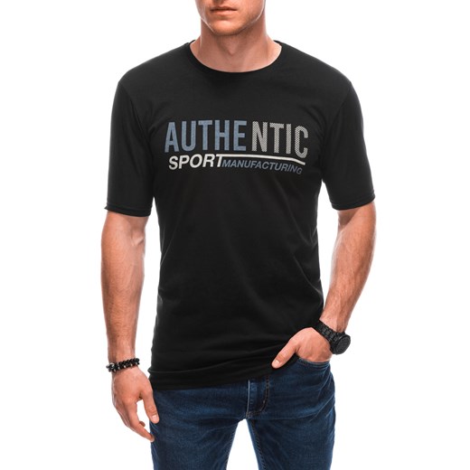 T-shirt męski z nadrukiem 1869S - czarny ze sklepu Edoti w kategorii T-shirty męskie - zdjęcie 160051735