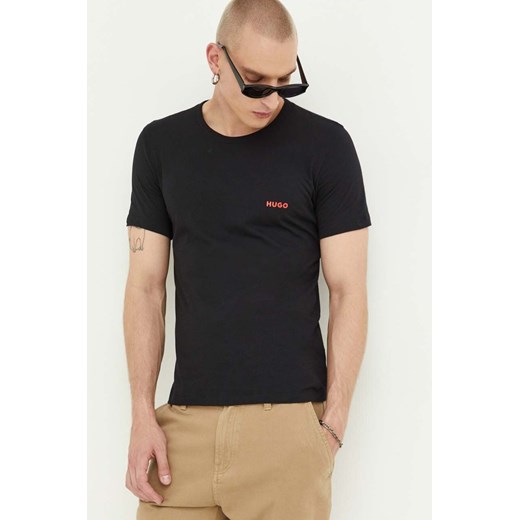 HUGO t-shirt bawełniany 3-pack kolor czarny z nadrukiem 50480088 ze sklepu ANSWEAR.com w kategorii T-shirty męskie - zdjęcie 160057586