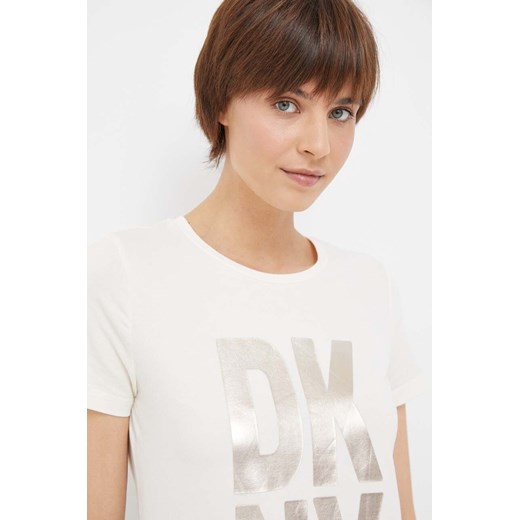 Dkny t-shirt damski kolor beżowy M ANSWEAR.com