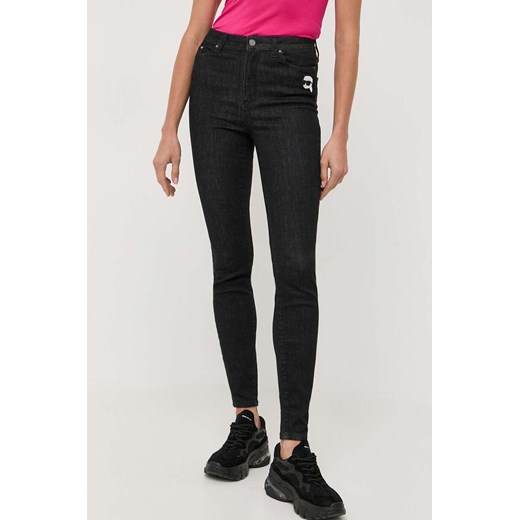 Karl Lagerfeld jeansy Ikonik 2.0 damskie kolor czarny ze sklepu ANSWEAR.com w kategorii Jeansy damskie - zdjęcie 160058247