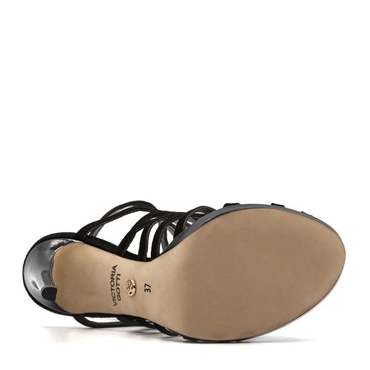 Czarne ażurowe zamszowe szpilki sandały 5ADB864015 40 promocyjna cena NESCIOR