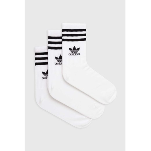 adidas Originals skarpetki 3-pack 3-Stripes kolor biały IJ0733 ze sklepu ANSWEAR.com w kategorii Skarpetki damskie - zdjęcie 160071169