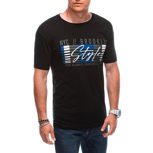 T-shirt męski z nadrukiem 1870S - czarny ze sklepu Edoti w kategorii T-shirty męskie - zdjęcie 160078859