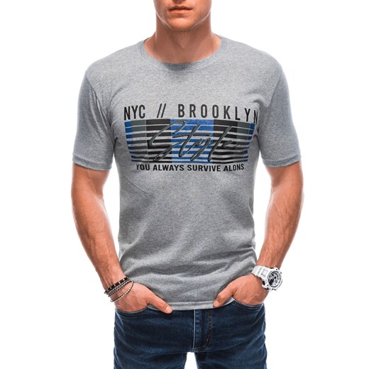 T-shirt męski z nadrukiem 1870S - szary ze sklepu Edoti w kategorii T-shirty męskie - zdjęcie 160078865