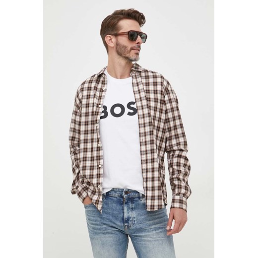 BOSS t-shirt bawełniany kolor biały z nadrukiem 50495742 ze sklepu ANSWEAR.com w kategorii T-shirty męskie - zdjęcie 160083648