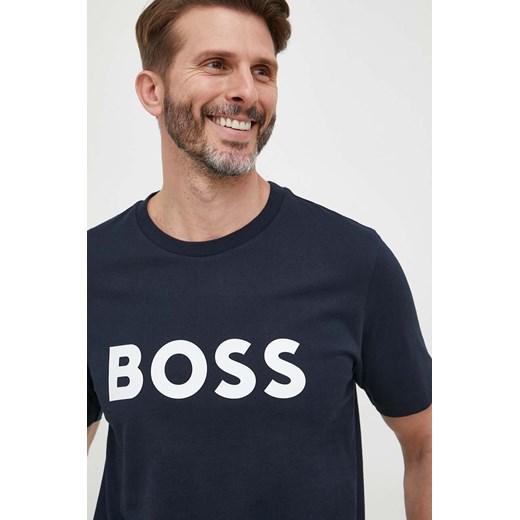 BOSS t-shirt bawełniany kolor granatowy z nadrukiem 50495742 ze sklepu ANSWEAR.com w kategorii T-shirty męskie - zdjęcie 160083656