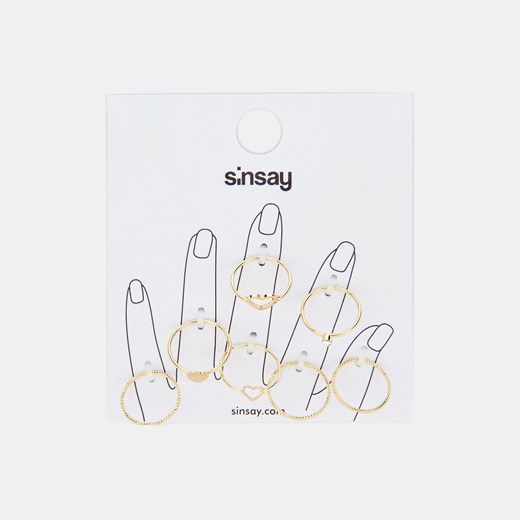Sinsay - Pierścionki 7 pack - Złoty Sinsay Jeden rozmiar wyprzedaż Sinsay