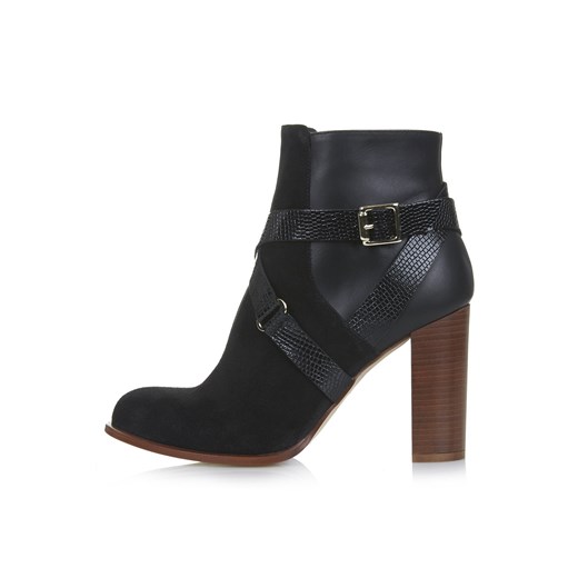 AROMA Suede Ankle Boots topshop czarny 