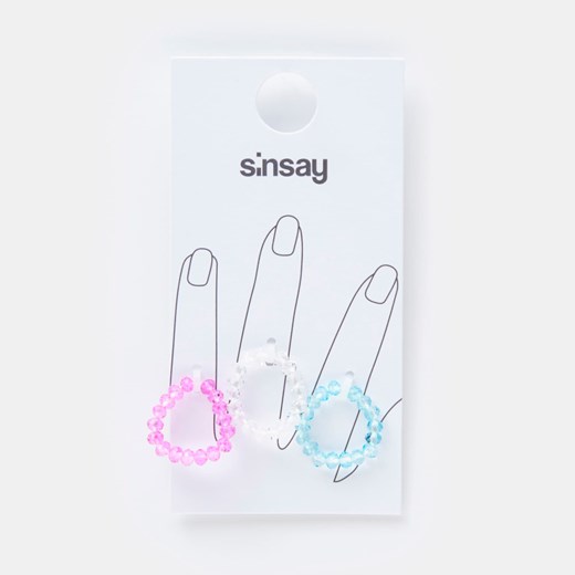 Sinsay - Pierścionki 3 pack - Wielobarwny Sinsay Jeden rozmiar Sinsay