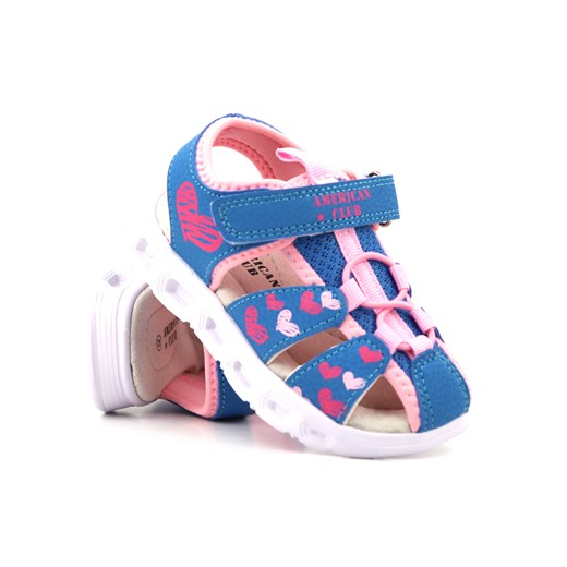 Sportowe sandały dziecięce świecące - American Club RL 113/23, niebieskie ze sklepu ulubioneobuwie w kategorii Sandały dziecięce - zdjęcie 160138896