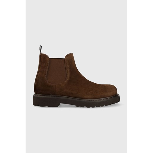 Tommy Jeans sztyblety zamszowe TJM CHELSEA HIGH BOOT męskie kolor brązowy EM0EM01205 ze sklepu ANSWEAR.com w kategorii Buty zimowe męskie - zdjęcie 160146309