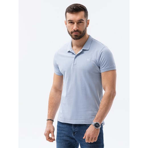 Koszulka męska polo z dzianiny pique - jasnoniebieski V17 S1374 ze sklepu ombre w kategorii T-shirty męskie - zdjęcie 160151246