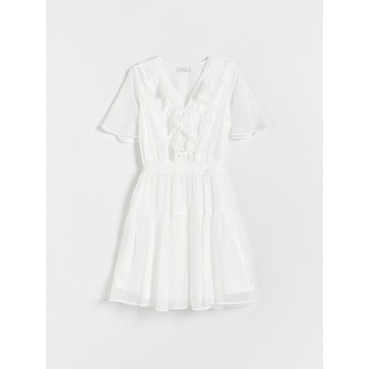 Reserved - Sukienka z lyocellem - Biały Reserved XL Reserved